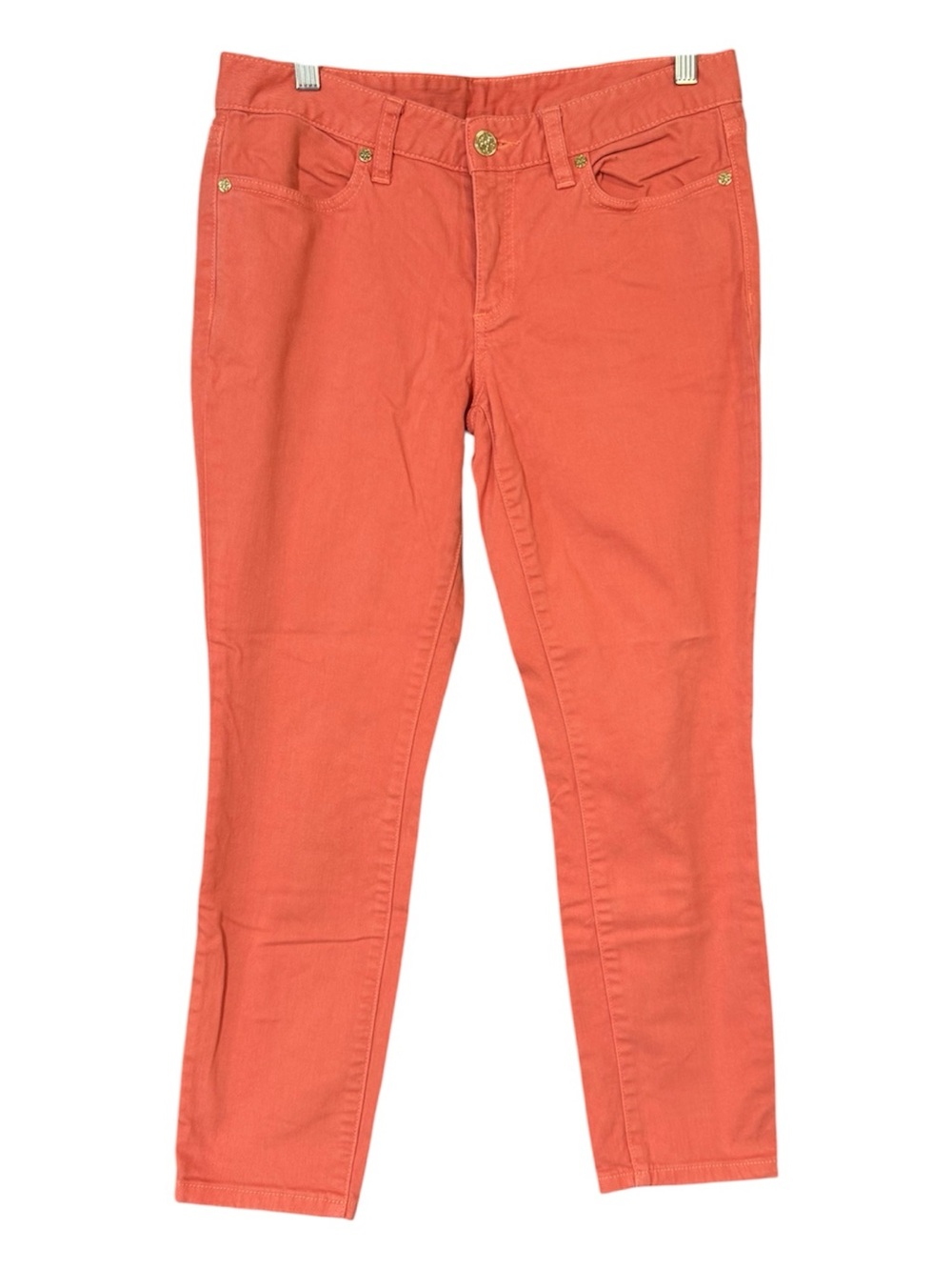 Tory Burch Skinny Leg Jeans Orange Mid-Rise 4 Pockets Size 28